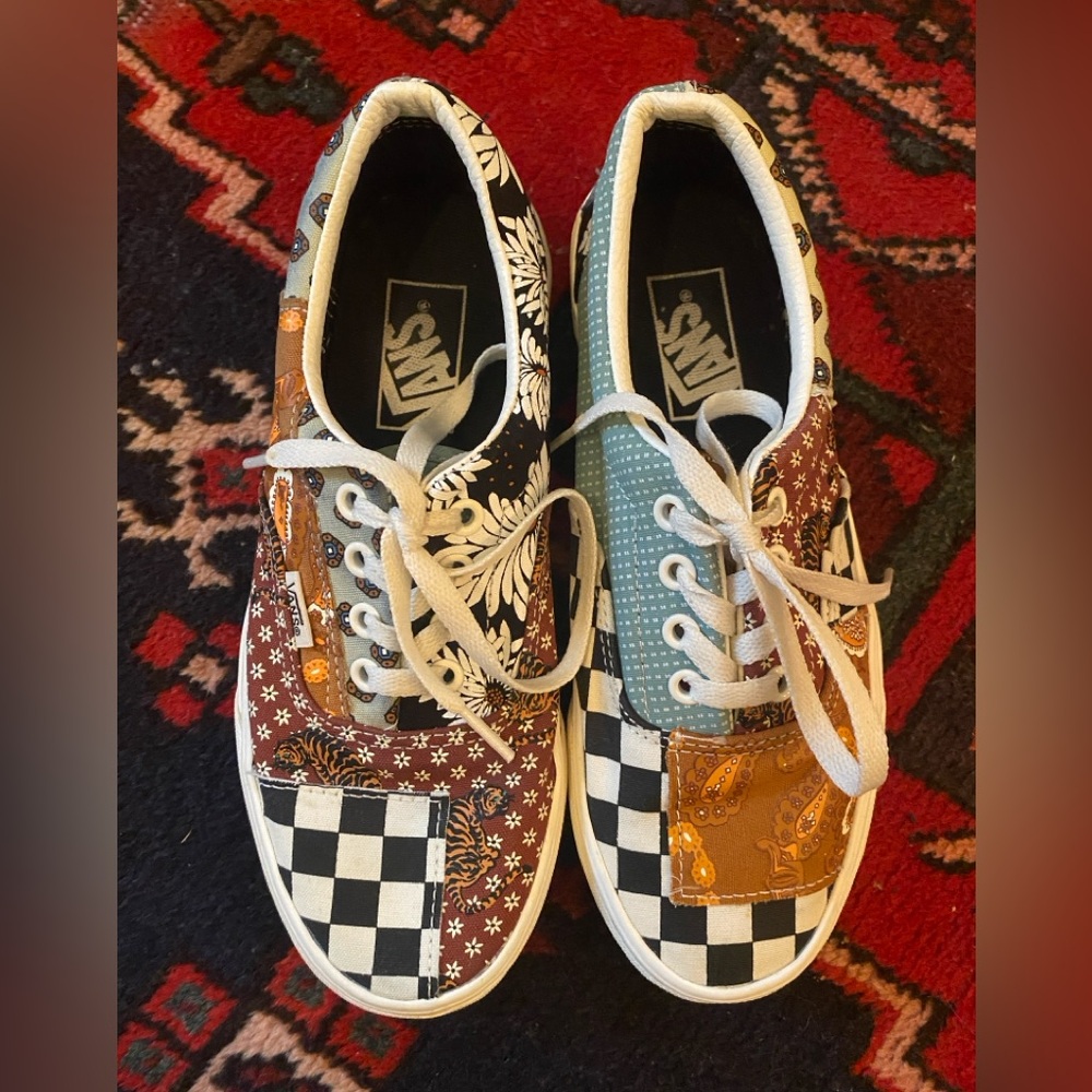 Women’s Awesome Multicolor Patchwork Vans Size 7 - image 1